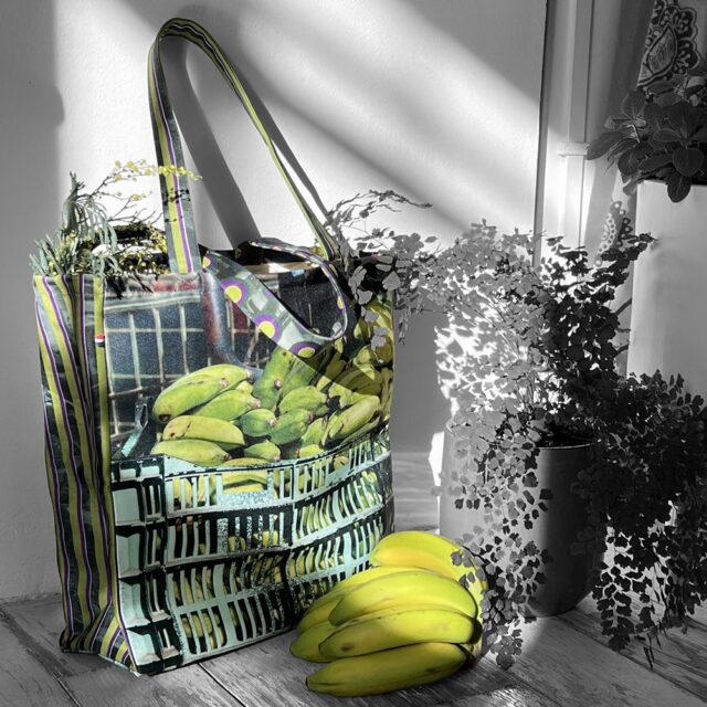 Maron Bouillie - Cabas du marché Choux – Bananes – sac cabas made in France