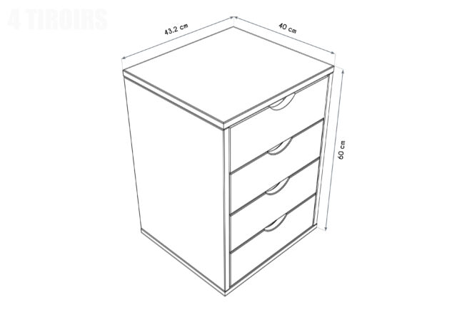 ABC MEUBLES - Caisson à tiroirs 4 en bois massif