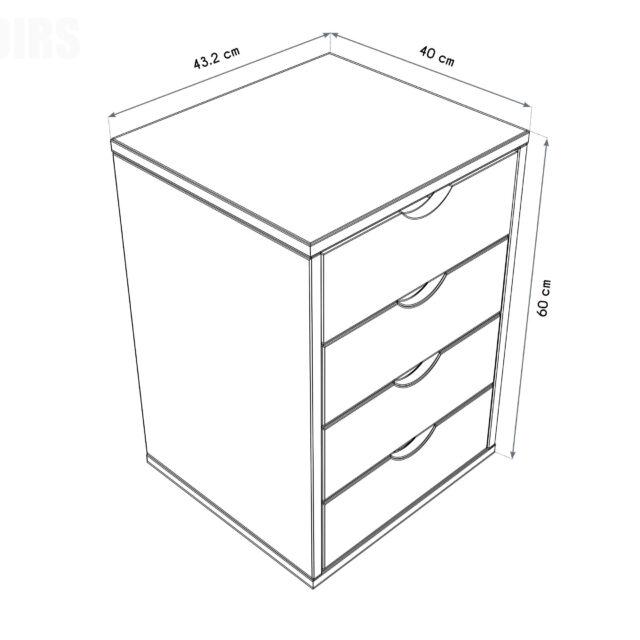 ABC MEUBLES - Caisson à tiroirs 4 en bois massif