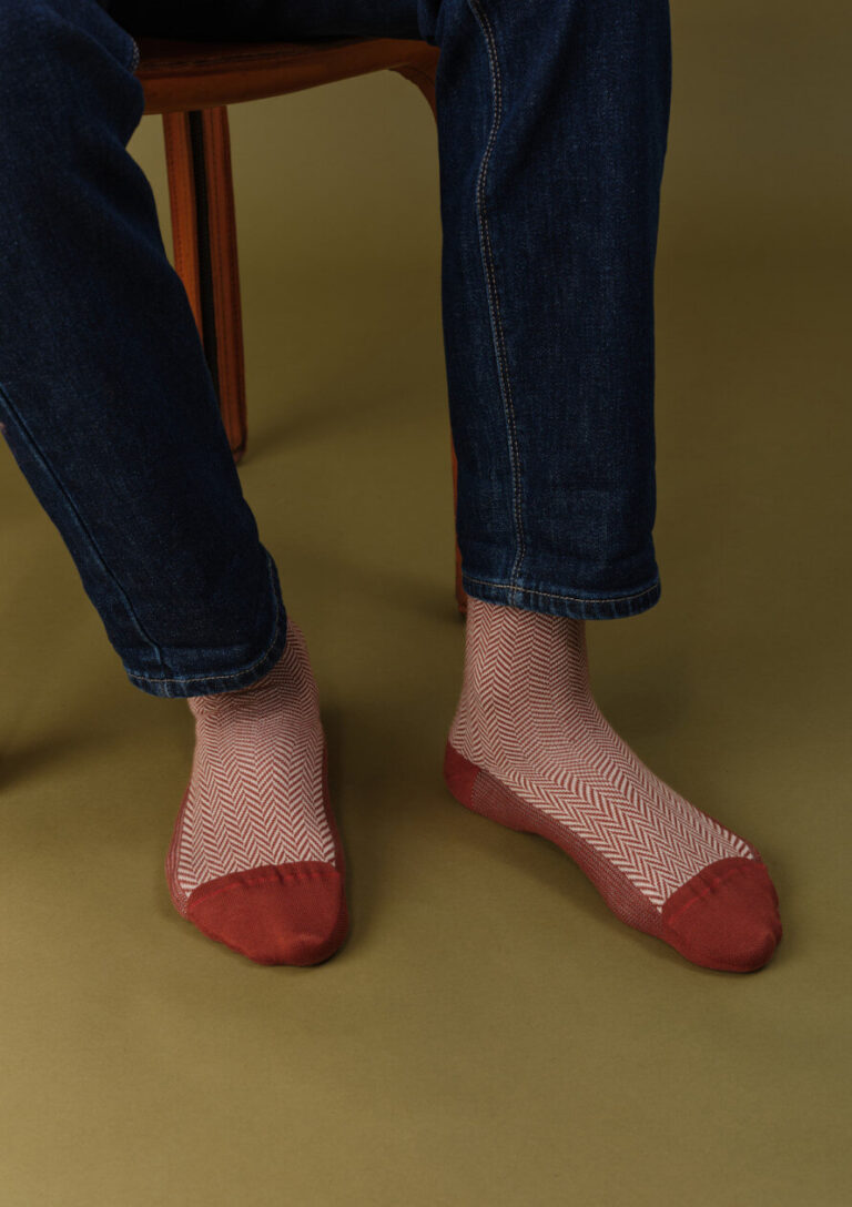 Montlimart - CHAUSSETTES CHEVRON TERRACOTTA/BEIGE