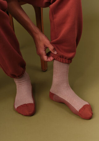 Montlimart - Chaussettes Chevron Terracotta/beige