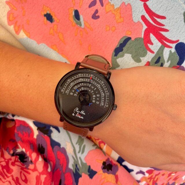 Menthe à l'eau - Coffret Montre Mixte La Rapporteuse façon cuir marron + maille noire