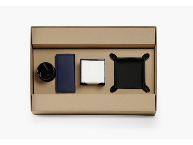 Lavoisier Maroquinier - Coffret à rebord 60cm en cuir bleu - COF-600-60