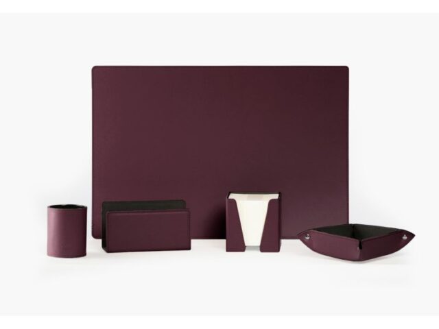 LAVOISIER Maroquinier - Coffret à rebord 50cm en cuir bordeaux – COF-600-50