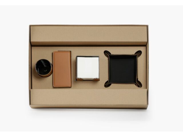 Lavoisier Maroquinier - Coffret à rebord 50cm en cuir gold - COF-600-50