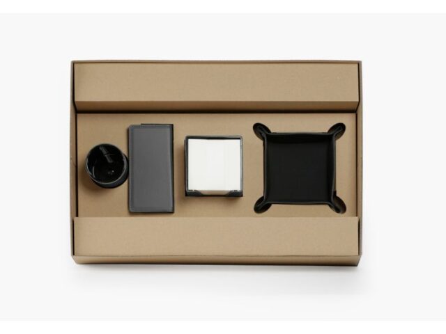 Lavoisier Maroquinier - Coffret à rebord 60cm en cuir gris - COF-600-60