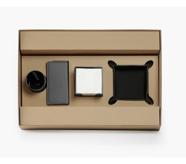 Lavoisier Maroquinier - Coffret à rebord 60cm en cuir gris - COF-600-60