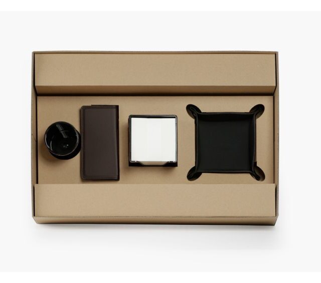 Lavoisier Maroquinier - Coffret à rebord 60cm en cuir marron foncé - COF-600-60