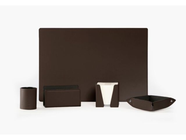 LAVOISIER Maroquinier - Coffret à rebord 50cm en cuir marron foncé – COF-600-50