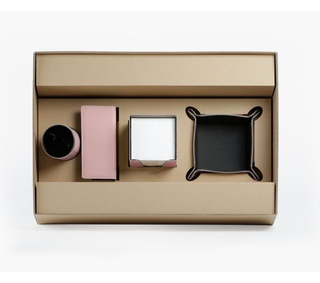 Lavoisier Maroquinier - Coffret à rebord 50cm en cuir rose - COF-600-50