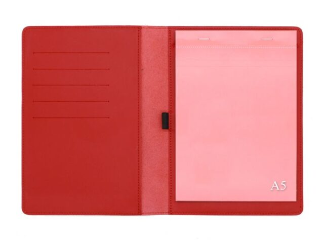 Lavoisier Maroquinier - Conférencier A5 en cuir rouge coquelicot