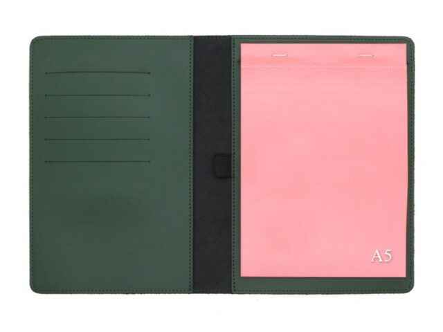 Lavoisier Maroquinier - Conférencier A5 en cuir vert anglais