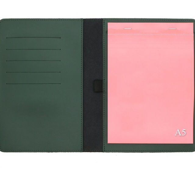 Lavoisier Maroquinier - Conférencier A5 en cuir vert anglais