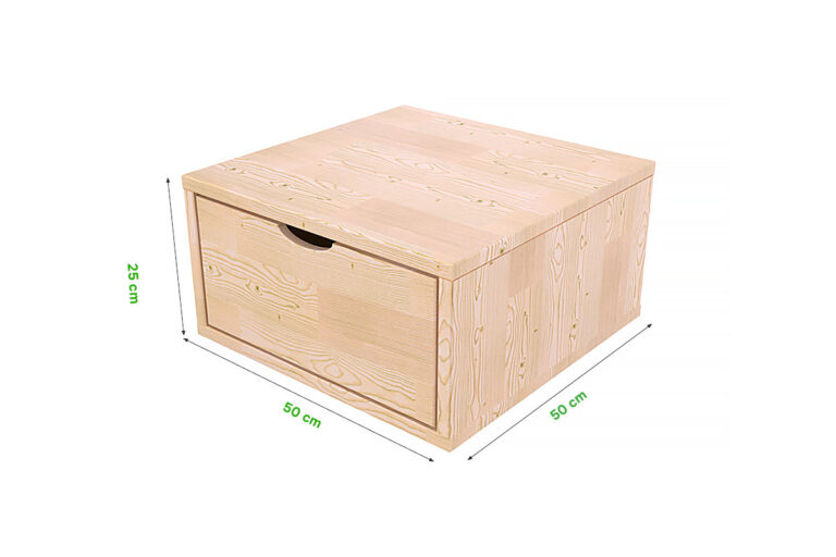 ABC MEUBLES - Cube de rangement bois 50x50 cm + tiroir