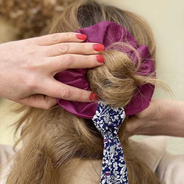 Maison Mallow - Chouchou en cuir Rose Fuchsia