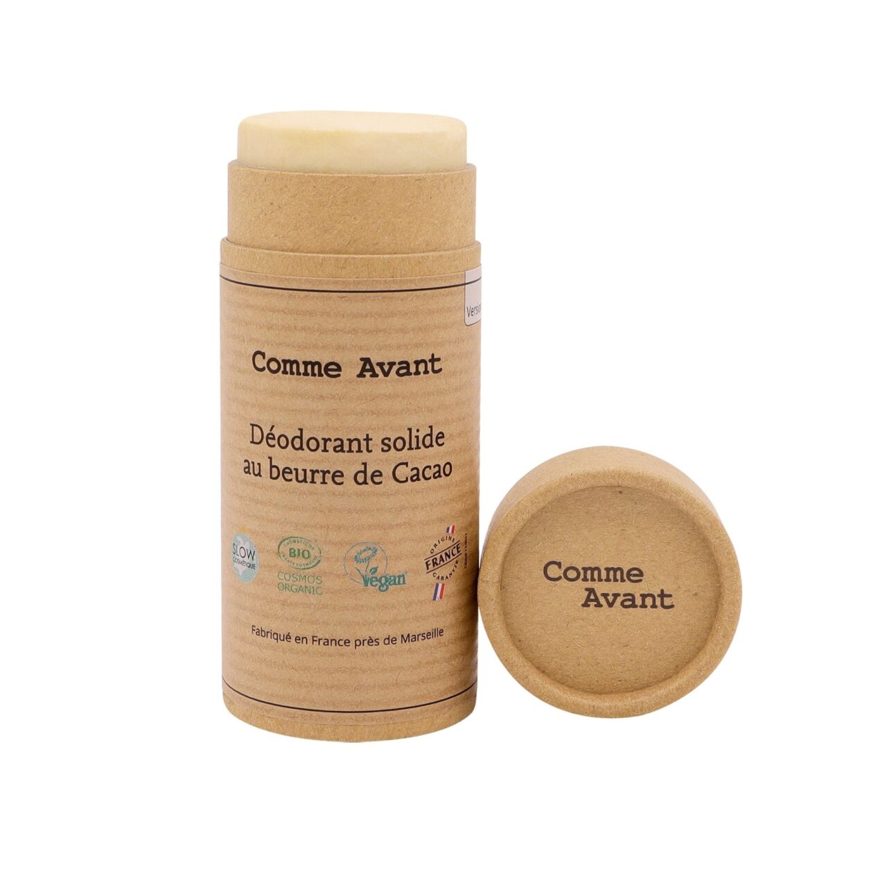 deodorant solide brut packshot produit Comme Avant - Déodorant solide au beurre de cacao - Version 3 – Lot de 2 recharges
