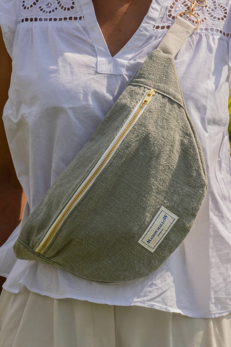 Maison Mallow - Sac Banane Lin Vert Kaki