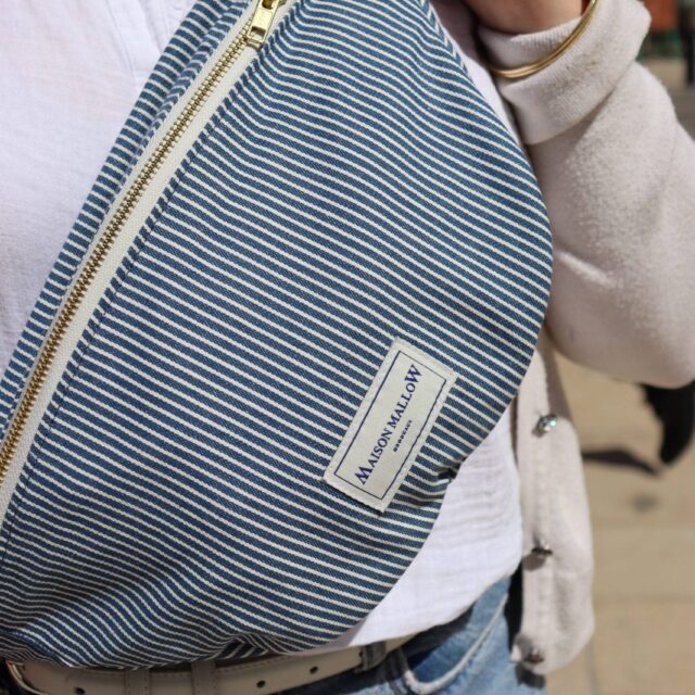 Maison Mallow - Sac Banane Jean Rayé Bleu et Blanc