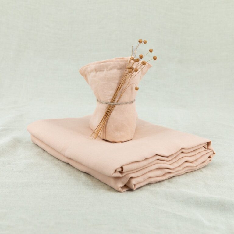 Embrin - Lot de 4 serviettes en lin - Pêche
