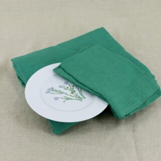 Lot de 4 serviettes en lin – Vert par la marque EMBRIN EMBRIN - Lot de 4 serviettes en lin – Vert