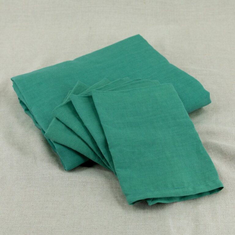Embrin - Lot de 4 serviettes en lin - Vert