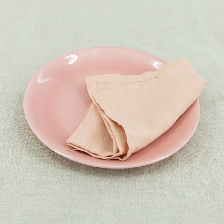 Embrin - Lot de 4 serviettes en lin - Pêche