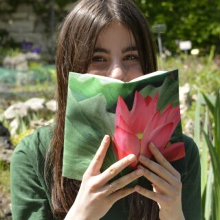 Maron Bouillie - Couvre livre originale Fleurs – Lotus d’orient – Maron Bouillie