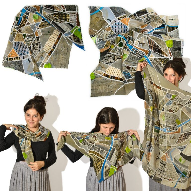 Maron Bouillie - Foulard plan de Paris en soie - Maron Bouillie Paris