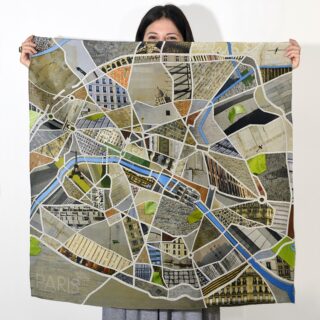 Maron Bouillie - Foulard plan de Paris en soie – Maron Bouillie Paris