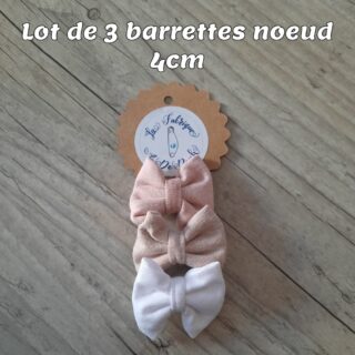 Lot de 3 Barrettes nœud 4cm par la marque La Fabrique À DeDeuh La Fabrique À DeDeuh - Lot de 3 Barrettes nœud 4cm