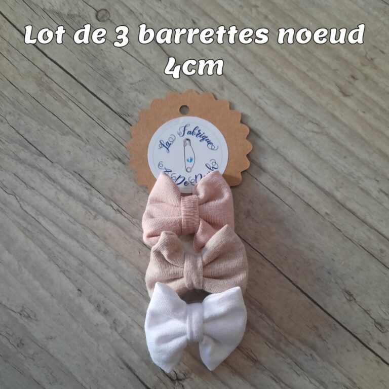 la fabrique a dedeuh blanc beige rose pale pince croco lot de 3 barrettes noeud 4cm 39467255595243 La Fabrique A DeDeuh - Lot de 3 Barrettes nœud 4cm