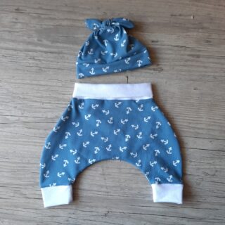 La Fabrique À DeDeuh - Ensemble Pantalon sarouel+ bonnet bébé à motif en tissu jersey extensible 4 couleurs