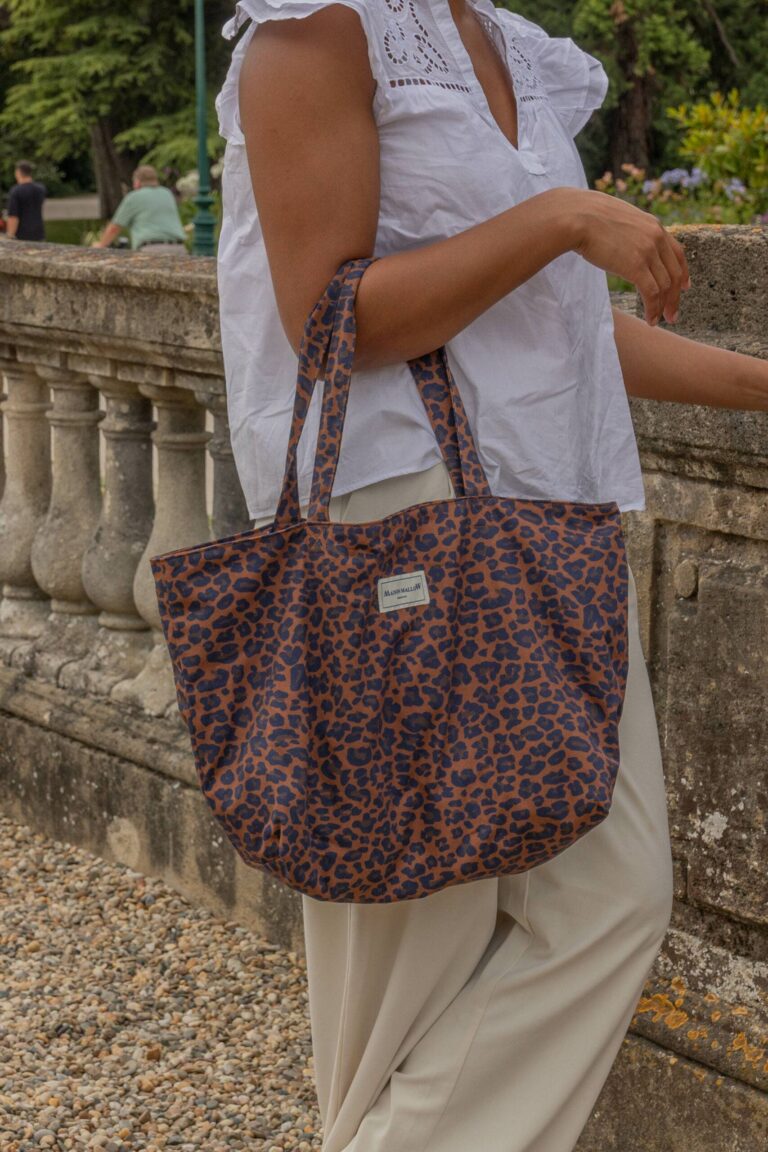 Maison Mallow - Sac Cabas Medium Léopard Bleu