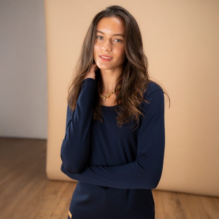 Le t-shirt Propre - Le t-shirt en Laine Mérinos Manches Longues - Bleu Marine