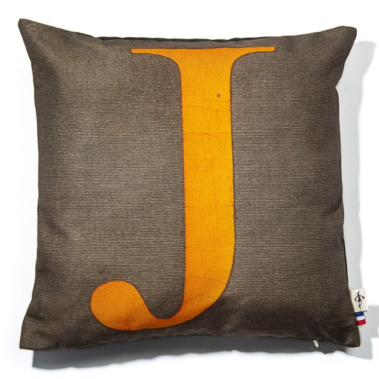 Maron Bouillie - Housse de coussin lettre J - made in France - Maron Bouillie