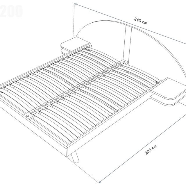 ABC MEUBLES - Lit 2 places bois 140x200 avec tête et chevets ARC
