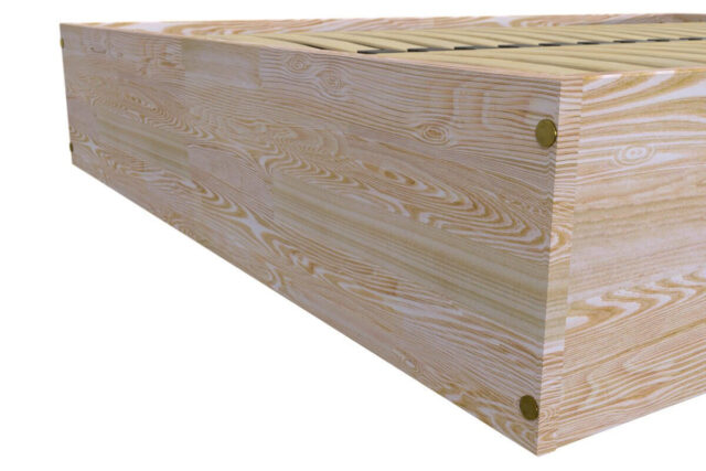 ABC MEUBLES - Lit coffre 2 places en bois avec tête de lit - 140x200