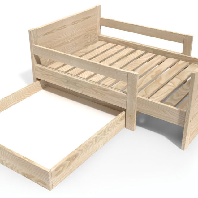 ABC MEUBLES - Lit évolutif enfant avec tiroir bois