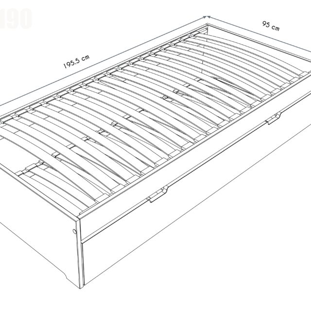 ABC MEUBLES - Lit gigogne 90x190 Malo pin massif