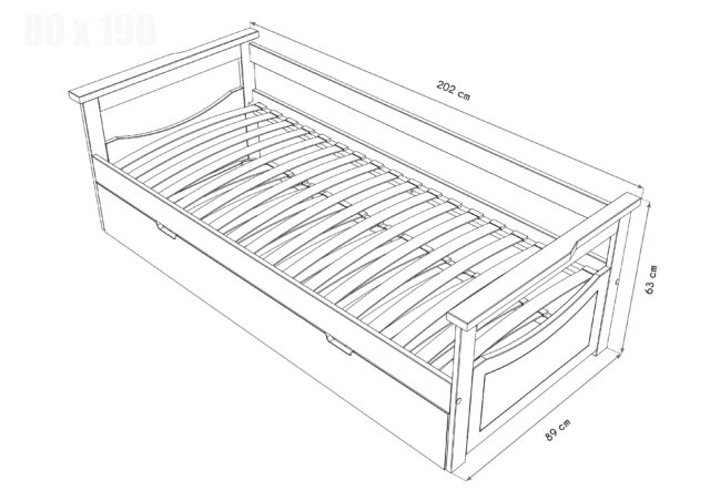 ABC MEUBLES - Lit Gigogne 80x190 Topaze en Pin massif