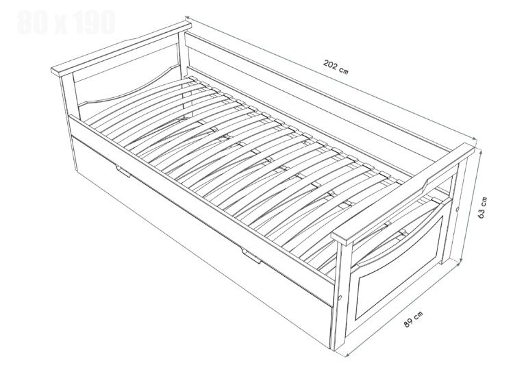 ABC MEUBLES - Lit Gigogne 80x190 Topaze en Pin massif