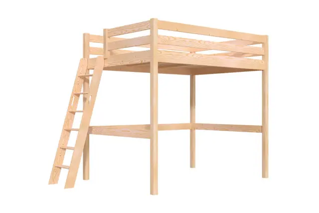 ABC Meubles - Lit mezzanine 2 places bois Sylvia 140×200 échelle inclinée
