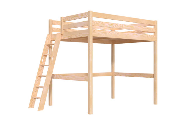 ABC Meubles - Lit mezzanine 2 places bois Sylvia 140×190 échelle inclinée