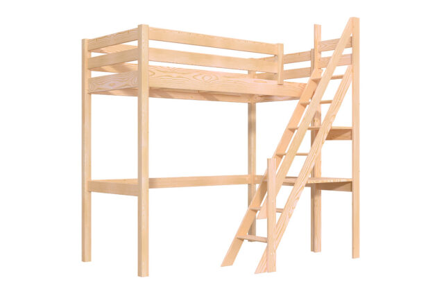 ABC Meubles - Lit Mezzanine bois Sylvia 90×200 avec escalier de meunier