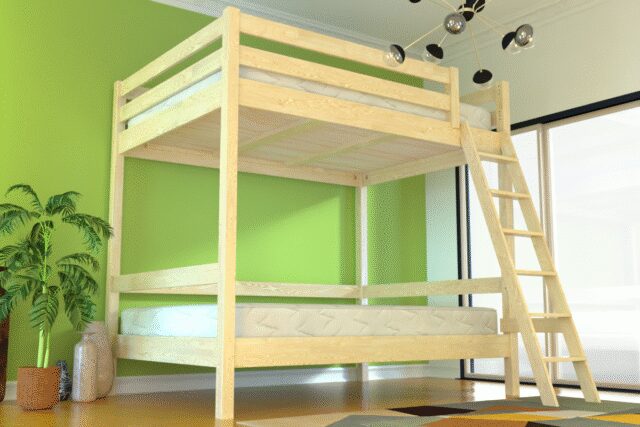 ABC MEUBLES - Lit double superposé Sylvia 160x200 avec échelle