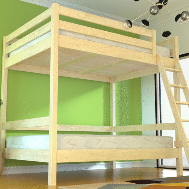 ABC MEUBLES - Lit double superposé Sylvia 160x200 avec échelle