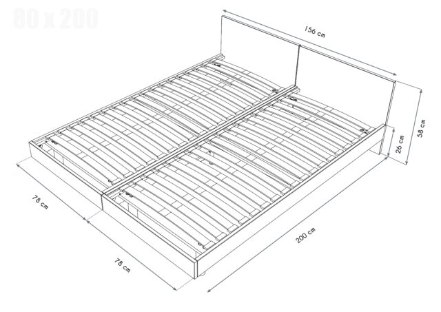 ABC MEUBLES - Lits jumeaux bois massif avec têtes Twin - 80x200