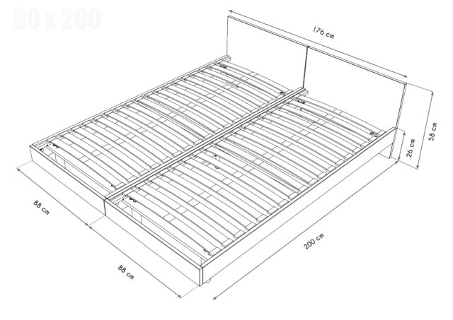 ABC MEUBLES - Lits jumeaux bois massif avec têtes Twin - 90x200