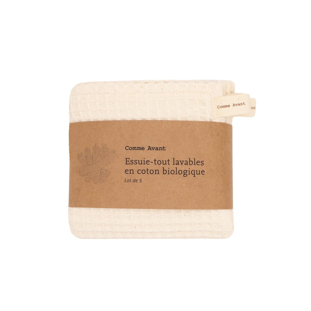 lot de 5 essuie tout lavables en coton packshot Comme Avant - Lot de 5 essuie-tout lavables en coton - Version 1