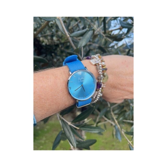 Menthe à l'eau - Montre Femme L'Imprévu Fond Bleu Turquoise bracelet nato bleu